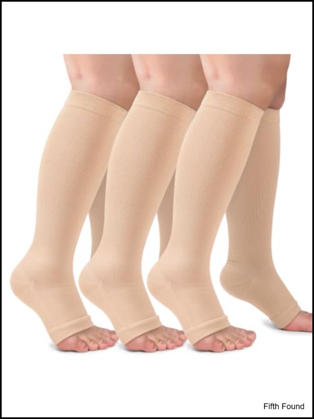 Toeless Compression Socks Open Toe Knee High Stockings Nylon Spandex